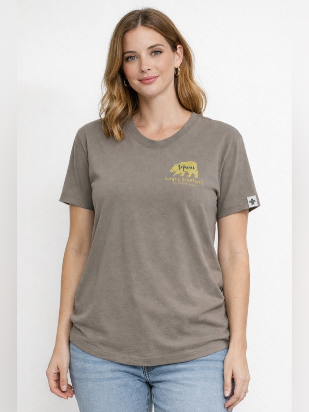 Simply Southern Women’s Short Sleeve Tee Taupe Graphic Comfort Colors Style